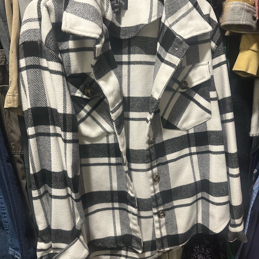 Plaid Black and White Shacket